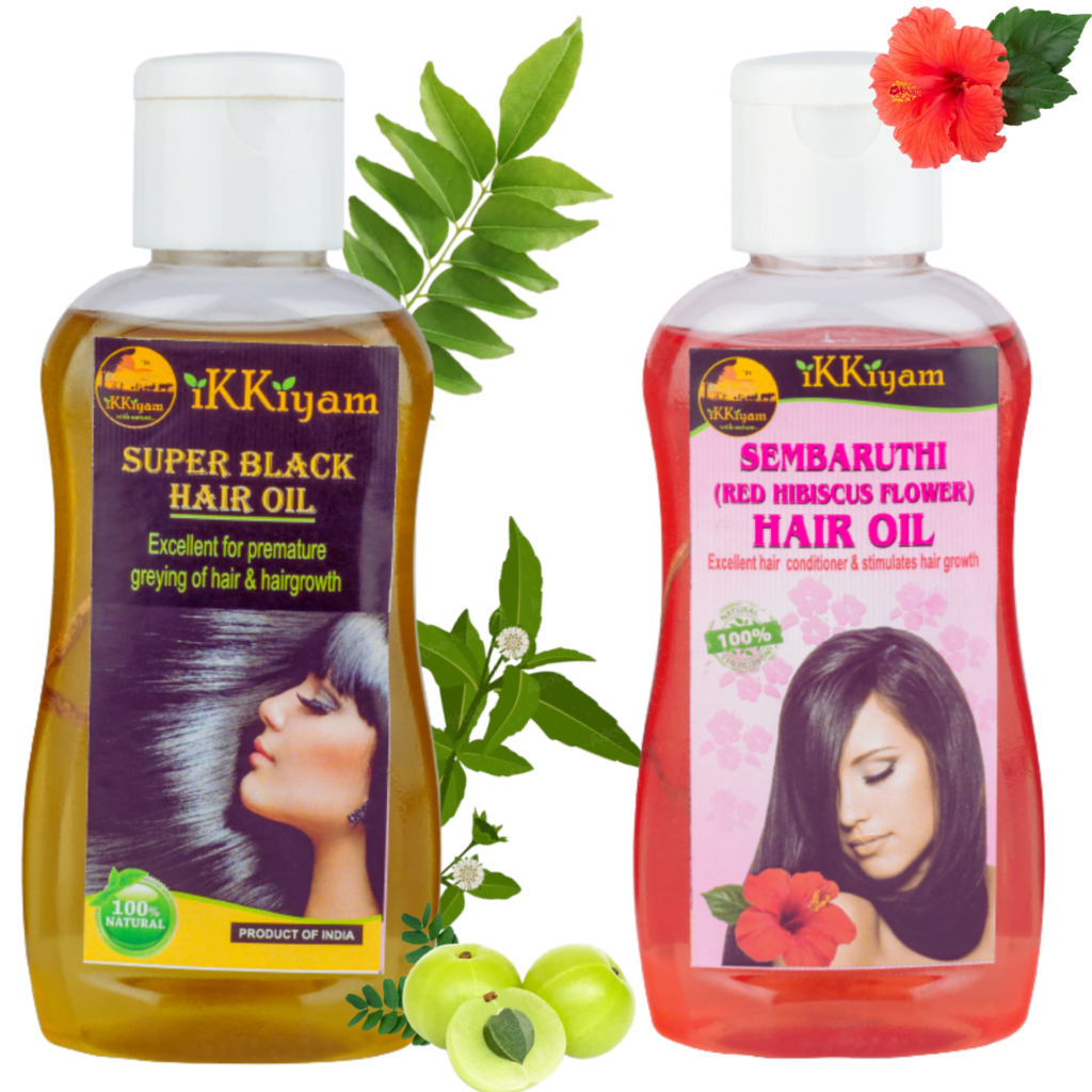 Pure Hibiscus (chembaruthi) Hair oil 100 ml & Super Black Hair oil 100