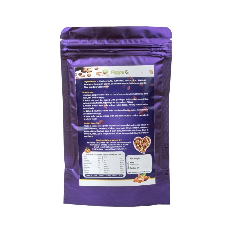 PappuG Dry fruits, Nuts & Seeds Mix | Power Pack Nutrition | NO sugar added | 100% Natural health mix 100 grams - Image 3