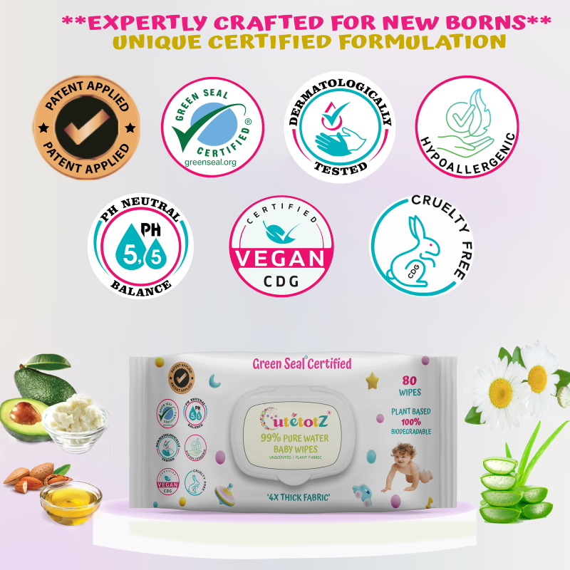 Plant based Green Seal™ Certified Fragrance Free Baby Wet Wipes