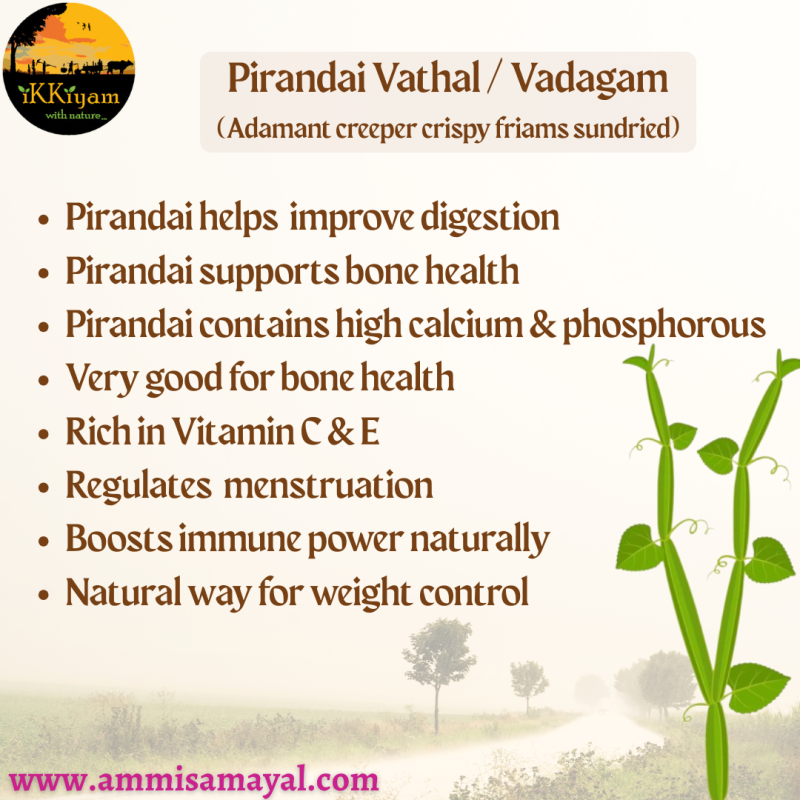 Nalleru, Cissus Quadranglaris, Hadjod, Veldt Grape sun dried crisps | Pirandai Vathal  | Vadagam | பிரண்டை வத்தல்  |  100g - Image 5