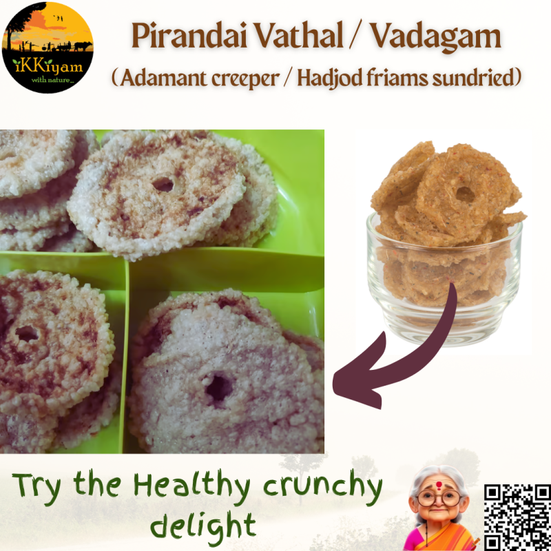 Nalleru, Cissus Quadranglaris, Hadjod, Veldt Grape sun dried crisps | Pirandai Vathal  | Vadagam | பிரண்டை வத்தல்  |  100g - Image 7