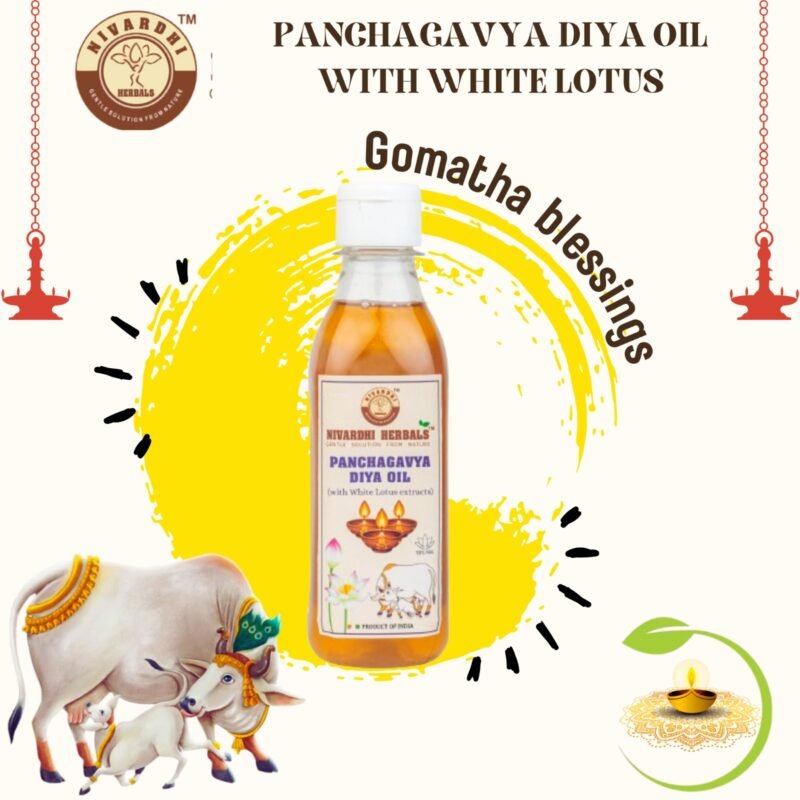 Nivardhi Herbals Panchagavya diya oil with White lotus | Blend of Panchagavya ark & white lotus benefits for pooja | 500ml - Image 3