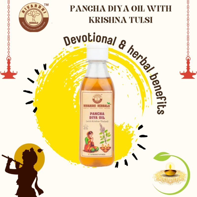 Nivardhi Herbals Pancha diya oil with Krishna tulsi | Blend of 5 pure oil with herbal benefits for pooja | 500ml  - Image 4