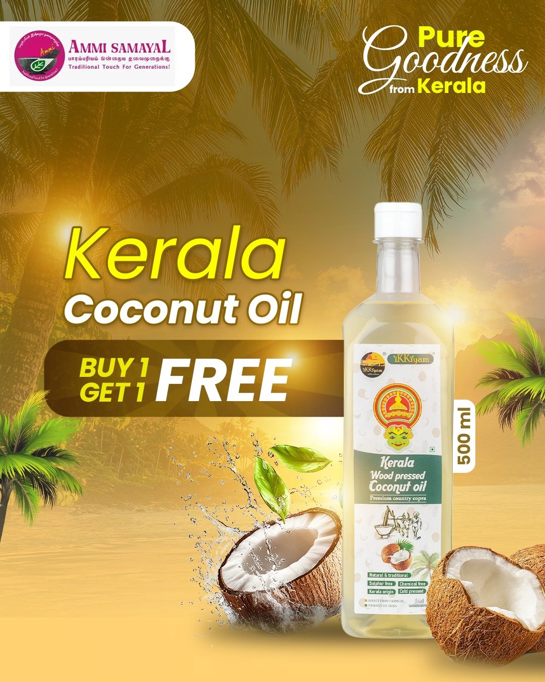 Kerala Wood pressed Coconut oil | Country copra from Kerala