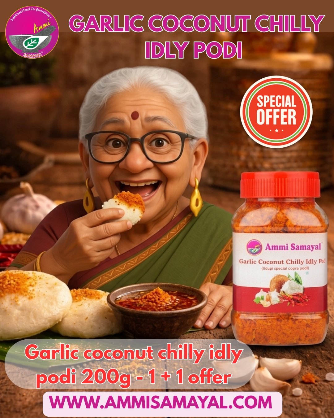 Garlic Coconut chilly idly podi | Udupi special copra podi